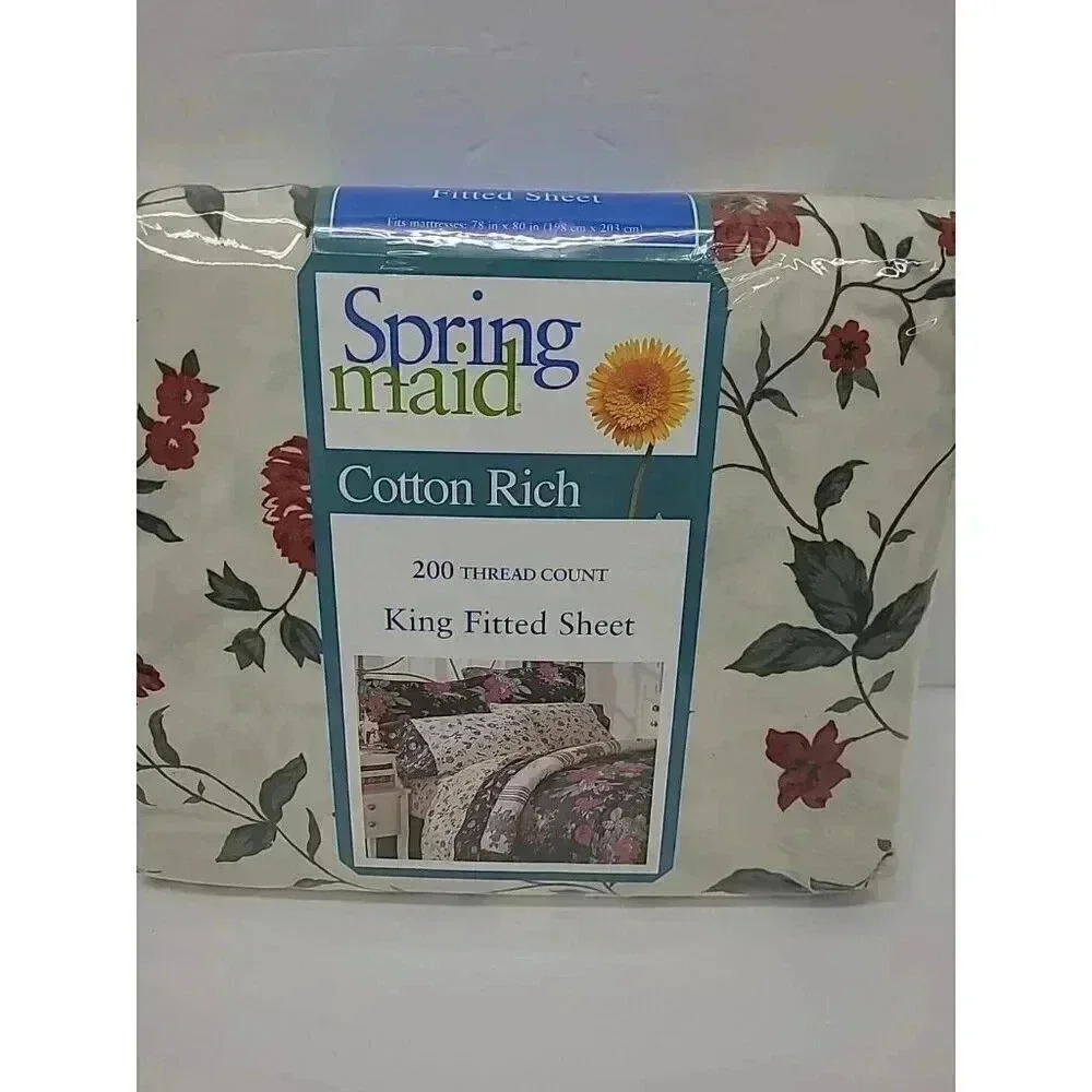 Vintage Springmaid Jasmine King Size Sheet Set New in Package Roses 200 Thread